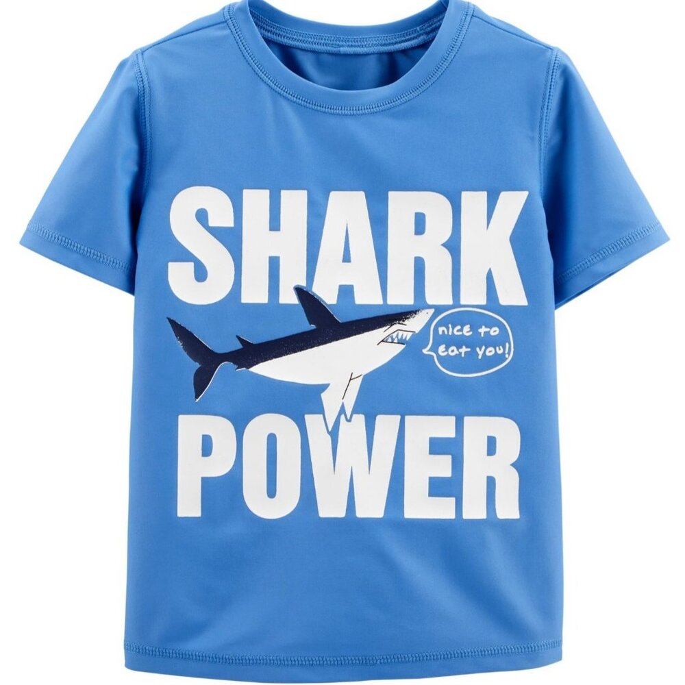 Toddler Boy OshKosh B'gosh "Shark Power" Shark Rash Guard NWT Size 2T